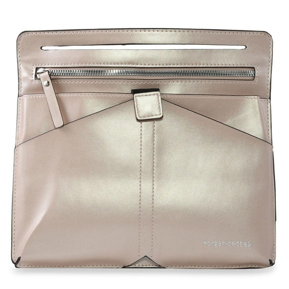 Gray See Thru Pocket Tote Shoulder Length Handbag with organizer insert #G - Picture 6 of 8